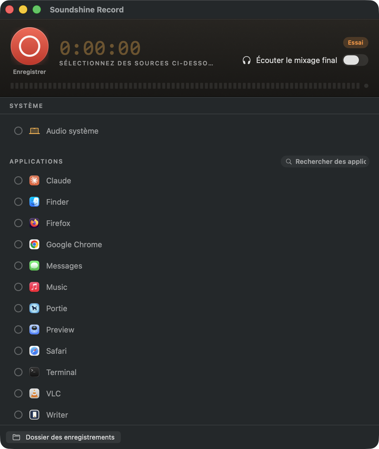 Soundshine Record recording system audio, an app, and a microphone into one file
