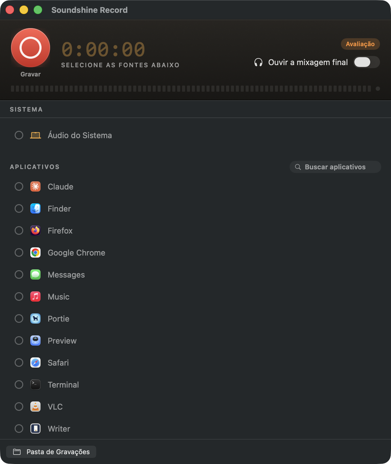 Soundshine Record recording system audio, an app, and a microphone into one file